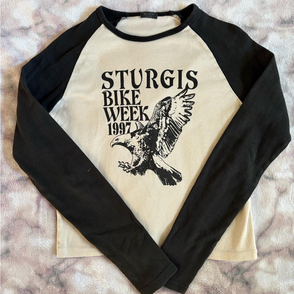 Brandy Melville Black and Cream Sturgis Bike Week 1997 Long Sleeve Shirt